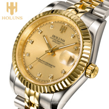 Luxus Golden Business Mechanical Herrenuhr Edelstahl wasserdicht Schockresistent Reloj Digital